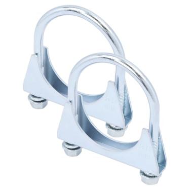 Imagem de AFEISOL Pacote com 2 braçadeiras de escape de silenciador em U de 58 mm para serviço pesado em tubos de ponta Braçadeiras de tubo de escape de parafuso em U de aço (2-1/10.2 cm)