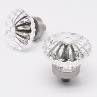 Imagem de YuGtcen Puxadores de armário de cristal 6 peças, puxadores de cristal para cômoda puxador de armário dourado puxador de gaveta de móveis, puxadores de gaveta de vidro de 3,5 cm de diâmetro para