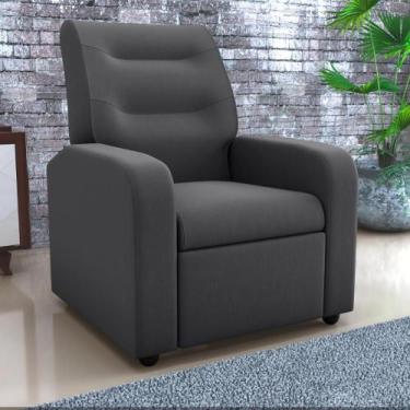 Imagem de Poltrona Decorativa Reclinável Pireu Veludo Light Cinza - CASA H
