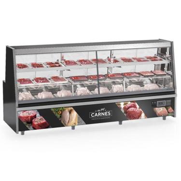 Imagem de Balcão De Frios E Avícola Aquecidos Grta300a Gelopar Expositor De Carnes Preto 3mt 220v