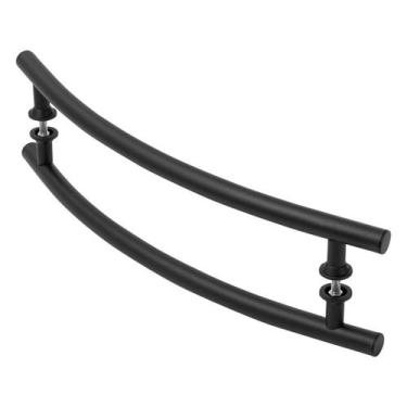 Imagem de Puxador De Porta Tubular Curvo Lateral Preto 80cm - HomeFull