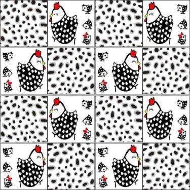 Imagem de Papel de Parede Adesivo Azulejo Galinha P&B1045 0,58x3,00M - Adesivo B