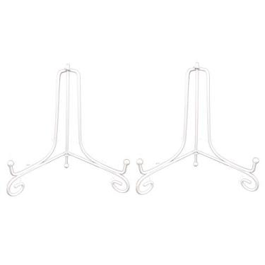 Imagem de Artliving Pacote Com 2 Suportes Para Pratos De Ferro 8" - Cavalete Branco Exibição Fotos Porta-Retratos, Livros Receitas, Decorativos, Tablets E Arte