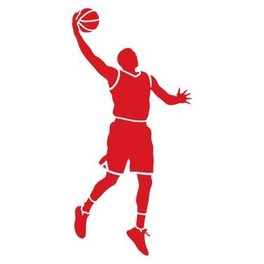 Imagem de Adesivo Jogador de Basquete Ideal para notebook carro portas vidros Paredes Quarto Infantil vários tamanhos (VERMELHO, 15x30,9cm)