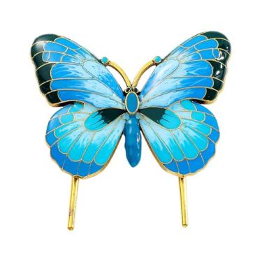 Imagem de Wswqop Marcador de metal, clipe de livro de metal, papelaria de escritório, marcador antigo, de página de livro, formato de borboleta para presente, leitura, Azul