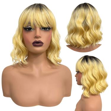 Imagem de Peruca curta c/ franja ondulada ombre orgânica premium 25cm