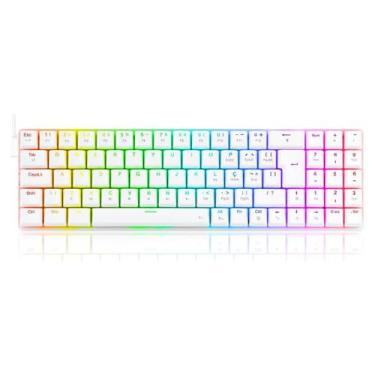 Imagem de Teclado Gamer Mecânico Redragon Ashe RGB Branco Switch Azul K626-KB-W
