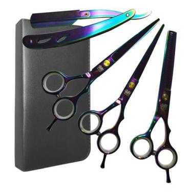 Imagem de Kit Completo 3 Tesouras Obopekal Para Barbeiro Cabeleireiro Profission