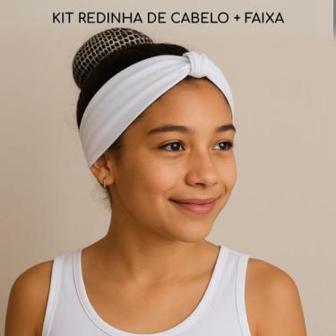 Imagem de Kit Redinha Rede e Faixa para Cabelo Ballet Infantil - Magic Sky, Bran