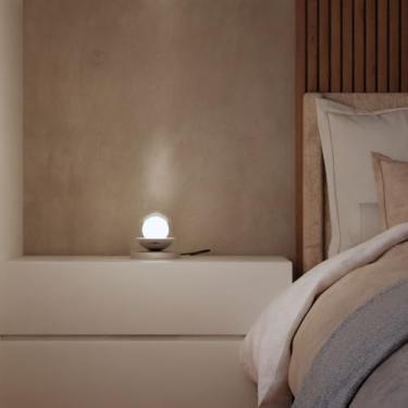 Imagem de Kit 2 Luminarias De Mesa Abajur Quarto Dormitorio De Casal Decorativo Lampada Incluso Bivolt (Escovado Globo Transparente)