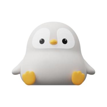 Imagem de KiBcsLic Luz noturna de silicone para crianças, luz noturna com pinguim, enfeite de desenho animado, abajur de cabeceira, lâmpada de mesa para berçário, quarto