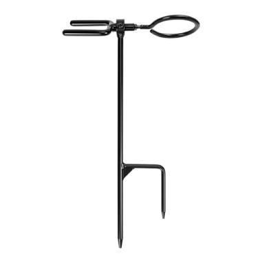 Imagem de AHOSOUTLY Estaca de arco com garfo giratório ajustável de 360 graus e anel de flecha forte suporte de flecha para arco recurvo/composto