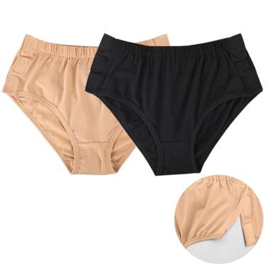 Imagem de Cuecas femininas fáceis de adaptar, fecho Magic Stick, para pacientes, idosos, pacote com 2. (EUA, alfa, 3GG, 4GG, regular, preto + nude)