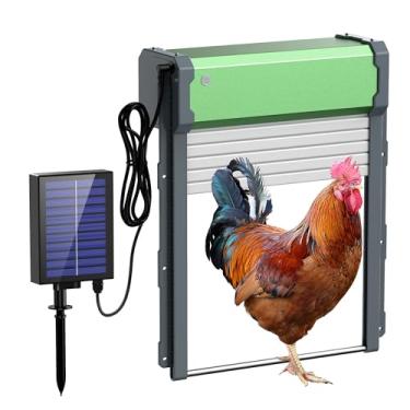 Imagem de Porta solar automática para galinheiro: Porta de galinheiro automática - Porta de galinheiro movida a energia solar com temporizador e sensor de luz - Porta de galinha de liga de alumínio - À prova de