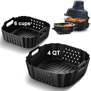 Imagem de HOMELYLIFE Forro de silicone Air Fryer para Ninja Crispi FN101GY/FN101SG/FN101ST, forro grande para recipiente de vidro de 4 litros e forro pequeno para recipiente de vidro de 6 xícaras, 2 peças de