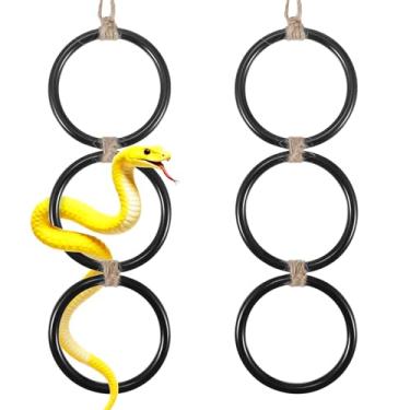 Imagem de Quilax 2 anéis de escalada de cobra para píton de bola, brinquedos de enriquecimento para cobra de milho, acessórios de habitat para decoração de gaiola de tanque de répteis, acessórios de escalada de