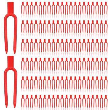 Imagem de 120 pinos de plantas clipes de plantas para plantas trepadeiras, suporte de morango, pino de jardinagem de plástico, garfo de melancia, agricultura, trepadeiras, clipes de fixação para fixação de