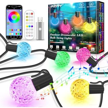 Imagem de IKERY Luzes De Corda Externas 100 Pés Usb 5V Rgb Globo Led Pátio Com 50 Lâmpadas Inquebráveis, À Prova D'Água Para Pendurar Em Sala, Café, Bistrô, Pérgola, Jardim, Quintal, Halloween, Natal