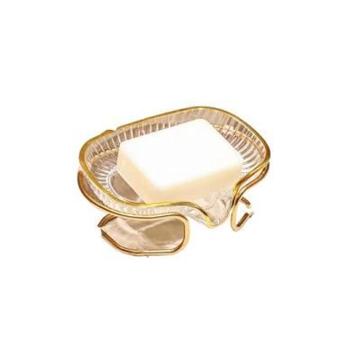 Imagem de Saboneteira De Pia Escorra A Caixa De Sabão Para Banheiro Com Suporte metal(kit 2 pçs(transparente))