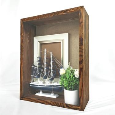 Imagem de YIYUESHIJIU Caixa De Sombra Grande 16X20, 6" Profundidade Externa, Moldura Extra, Madeira Natural, Vitrine Com Porta Magnética Para Casamento, Natal, Dia Dos Namorados (Original Carbonizada)