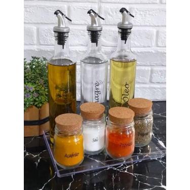 Imagem de Conjunto 3 Galheteiros 525ml, 4 Potes 200ml, Bandeja em Acrílico e car