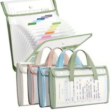 Imagem de 8 Pasta A4 Sanfonada com 12 Divisórias Coloridas Escritório - Saz