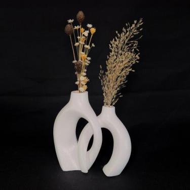 Imagem de Arranjo de Flores Sempre-Vivas Naturais em Vaso Decorativo DUPLO, Bran