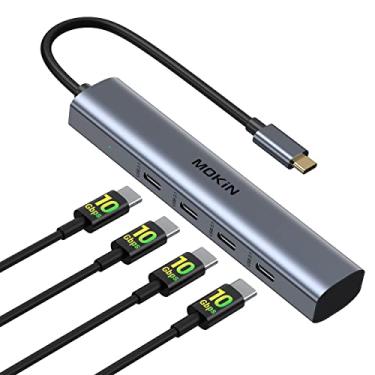 Imagem de Hub USB C com 10 Gbps 4 portas USB C para laptop, adaptador multiportas USB C divisor USB C para MacBook Pro, MacBook Air, iPad, Phone, Surface Pro, Chromebook (apenas dados, não suporta energia e vídeo)