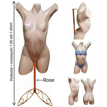Imagem de Manequim feminino (Meio corpo pose Cláudia Raia N.38) bege + pedestal 
