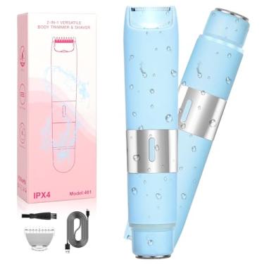 Imagem de QREEYX Barbeador Elétrico De Duas Cabeças, Aparador Biquíni Para Mulheres, À Prova D'Água Ipx4, Uso Úmido E Seco, Corpo, Rosto, Lábios, Queixo, Púbico, Axilas, Pernas, 80 Minutos Duração, Ideal Viag