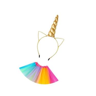 Imagem de Kokiya Saia tutu meninas com bandana, roupa de aniversário para crianças para meninas, finge brincar, Ouro