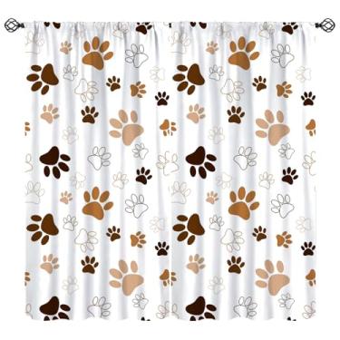 Imagem de Cortina com estampa de pata de cachorro, linda cortina de janela para quarto de crianças, sala de estar, berçário, 106 cm L x 137 cm C