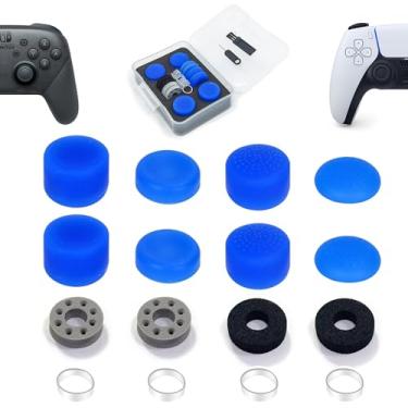 Imagem de ZHI-NYLLDJS FPS – Gamepad com aderência de polegar, antiderrapante, para PS5/4, anéis de precisão Switch Pro, anéis de assistência, estojo de armazenamento (16 peças), conjunto azul