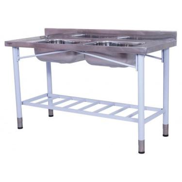 Imagem de Pia Industrial Benfati Inox 430 180x60cm Pés Pintados Paneleiro Gradea