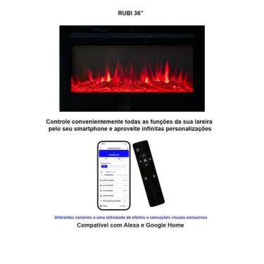 Imagem de Lareira Elétrica Wgrif Rubi 36" (Moldura Preta) 220V 1800W