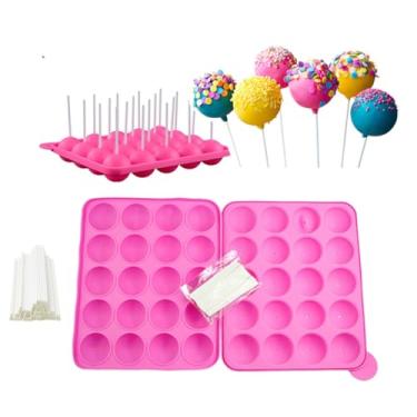 Imagem de LNHOMY Molde de pirulito de silicone com capacidade para 20 cavidades, redondo, chocolate duro, doce, bolo, pop molde, pacote com 3 (3)