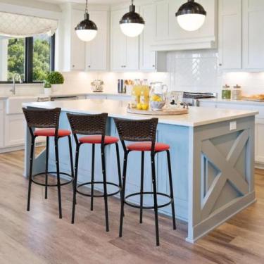 Imagem de Cadeiras Banquetas Para Bancada Alta Americano Bistrô Bar 3u Exclusiva