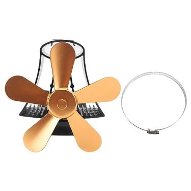 Imagem de Fan de lareira de parede magnética Operação silenciosa de 5 lâminas de lenha fogão a lenha Burner de madeira para lareiras e fogões de madeira liga de alumínio 1053g (Ouro)