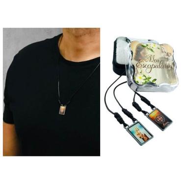 Imagem de Escapulário Colar Nossa Senhora do Carmo e Medalha de São Bento Encera