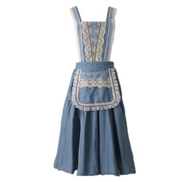 Imagem de Avental ajustável estilo princesa avental de renda, avental de cozinha doméstico de alta qualidade, roupa de trabalho bonito e elegante para mulheres baristas