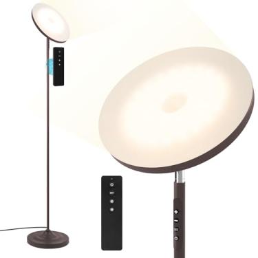 Imagem de hanaking Luminária de chão, 36W/3600LM lâmpada de chão super brilhante com controle remoto, ajuste contínuo de temperaturas de cor e brilho, lâmpada de pé Torchiere para sala de estar, quarto