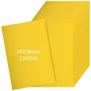 Imagem de 100 folhas de papel-cartolina metálica dourada, 21,6 cm x 28 cm, superfície com acabamento espelhado, papel glitter dourado 250 g/m² para decoração de convites de artesanato