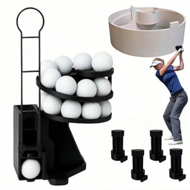 Imagem de Dispensador automático de bola de golfe com pedal | Lançador de golfe Pro com capacidade de 25 bolas | Auxiliar portátil para treinamento interno/externo | Dispositivo alimentador de golfe de fácil