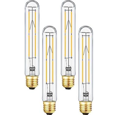 Imagem de Leools Lâmpada LED E26 regulável de 8 W igual a 75 watts branco macio 3000K E26 lâmpada Edison AC120V 800lm tubular T9 T10 lâmpada LED para pingente rústico, lustres, arandelas de parede, lâmpadas E26