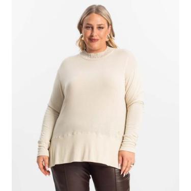 Imagem de Blusão Feminino Plus Size Secret Glam Bege, Plus G4, Bege