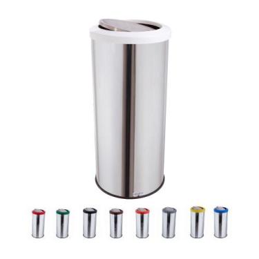 Imagem de Lixeira Inox Com Tampa Basculante Lixeira Grande 50 Litros - CCM, Bran
