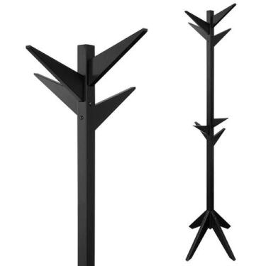 Imagem de Cabideiro De Pé Mancebo Madeira Reticulado Com Arara Preto - Resion