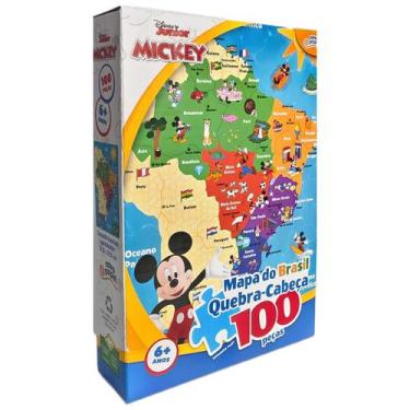 Imagem de Quebra-Cabeça Mapa Do Brasil Disney Júnior Mickey 100 Peças - Toyster
