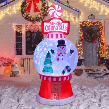 Imagem de MUMTOP 8Ft Snowglobe Inflável Natal-Natal Infláveis Decorações Ao Ar Livre - Boneco de Neve e Árvore de Natal Inflável de Natal com Luzes Led para Festas Ao Ar Livre Decoração de Jardim ...