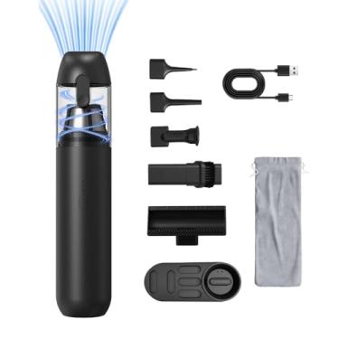Imagem de HONKASU Aspirador de pó portátil para carro, sem fio, com motor sem escova, aspirador de pó de alta potência, espanador de ar, teclado 3 em 1, mini aspirador de pó para carro, casa, animal de